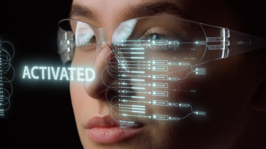 Ilustração de óculos com inteligência Artificial