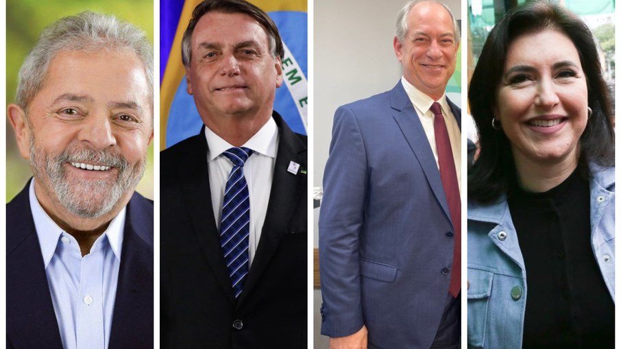 Lula (PT), Jair Bolsonaro (PL), Ciro Gomes (PDT) e Simone Tebet (MDB) são os candidatos com maior expressividade