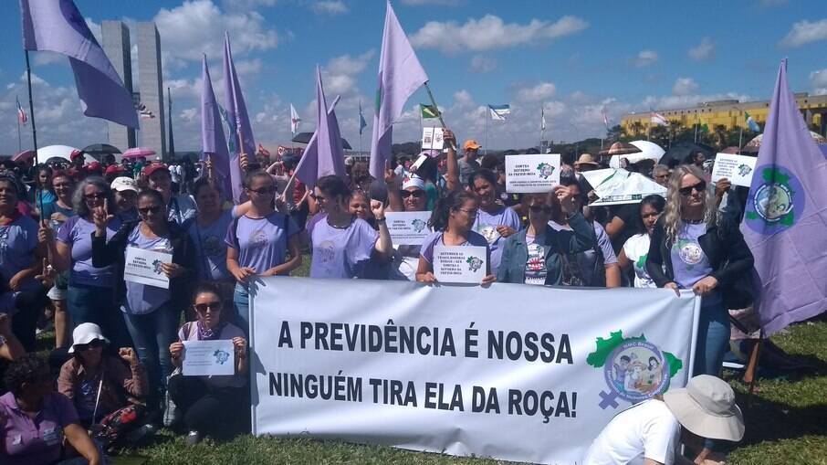 O Movimento das Mulheres Camponesas esteve presente em praticamente todas as audiências no Congresso durante a tramitação da Reforma da Previdência, em 2017, em Brasília 