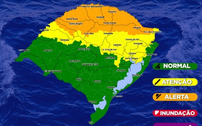Norte gaúcho está coberto por fortes chuvas e sob alerta de inundações Norte gaúcho está coberto por fortes chuvas e sob alerta de inundações