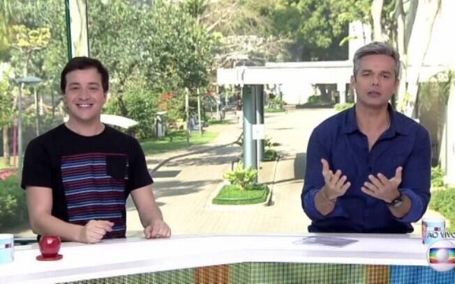 Rafael Cortez e Otaviano Costa dividindo a bancada do 'Video Show'