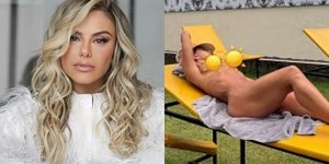 Poliana Rocha compartilha foto de topless tomando sol em jardim