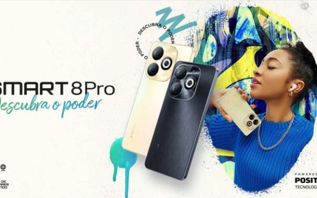 Infinix Smart 8 Pro chega ao Brasil com visual de iPhone por R$ 999