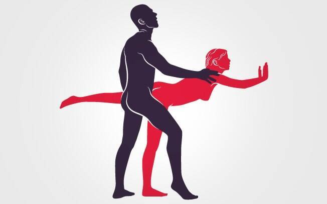 Nesta opção, a mulher se inclina para frente e suspende uma perna enquanto o homem a segura