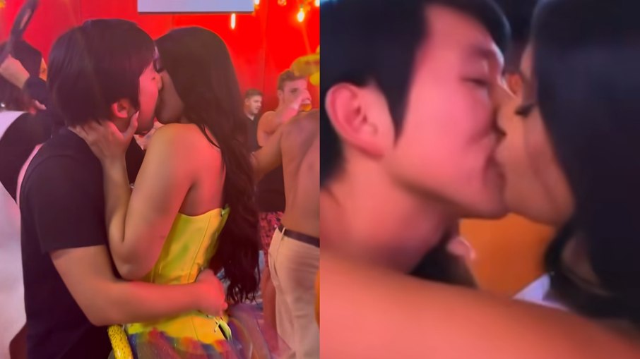 Pyong Lee e Ayarla se beijando na 'Casa da Barra'