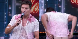 Rodrigo Faro usa enchimento e diverte na Dança dos Famosos