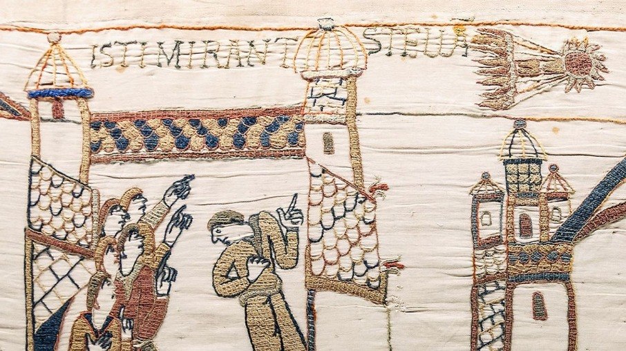 TAPESTRY Bayeux plate shows for people looking for what can later be known as Come Halley.