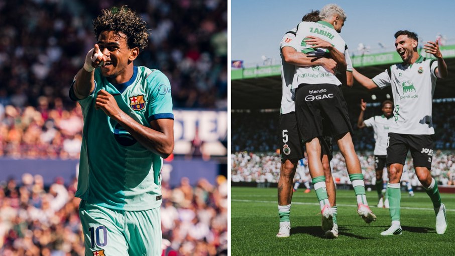 Barcelona, de Yamal, recebe o Racing Santander querendo continuar com 100% no Campeonato Espanhol