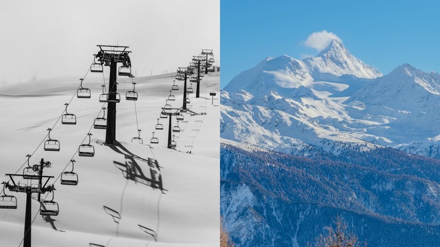Estação de Crans Montana (Sui) Esqui no inverno