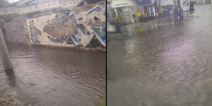 Santos fica embaixo d'água após forte temporal; VÍDEO