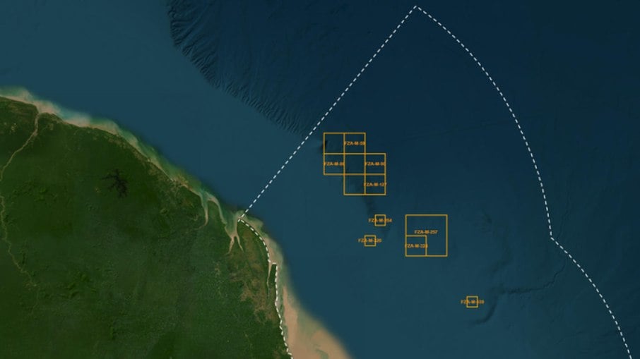 Blocos de exploração localizados na bacia sedimentar da Foz do Amazonas 