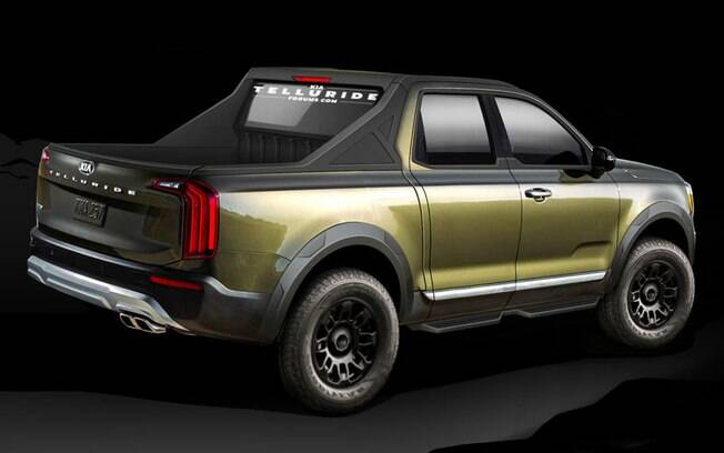 Projeção de picape inspirada no SUV Kia Telluride, será a primeira picape do segmento da marca corena
