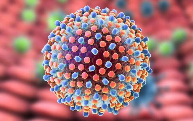 Modelo de vírus da Hepatite C em reprodução 3D