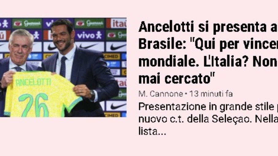 Imprensa italiana repercute convocação de Ancelotti Imprensa italiana repercute convocação de Ancelotti
