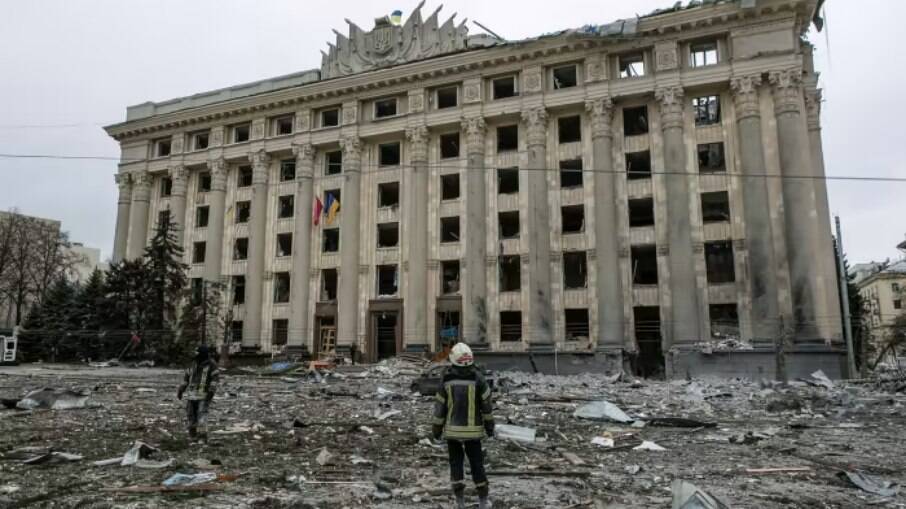 Prefeitura de Kharkiv após a invasão russa