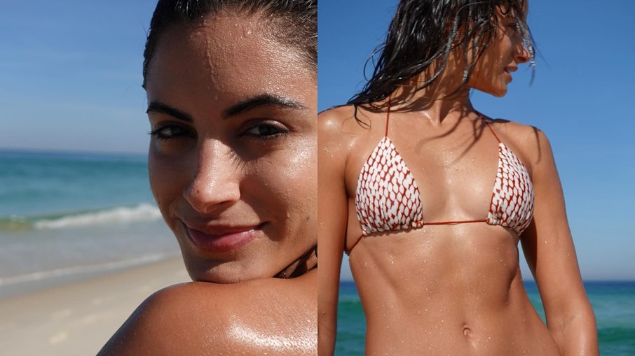 Leticia Salles exibe corpo escultural em praia paradisiaca 