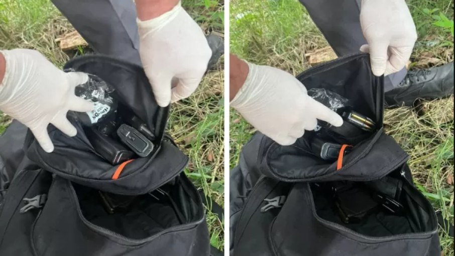 Polícia Civil mostra fotos de mochilas cheias de munição