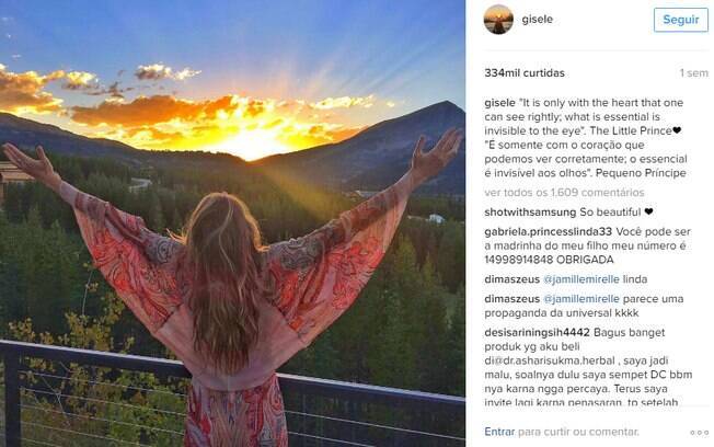 Além de arrasar com fotos suas, Gisele compartilha imagens de paisagens inspiradoras