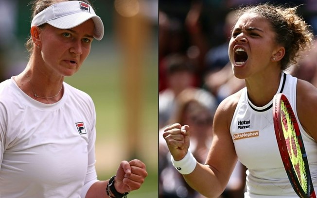 Barbora Krejcikova (E) e Jasmine Paolini (D) vão se enfrentar na final feminina de Wimbledon neste sábado