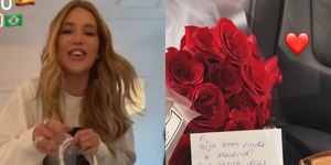 Virginia ganha buquê e bolsa de R$ 24 mil ao desembarcar em Madri