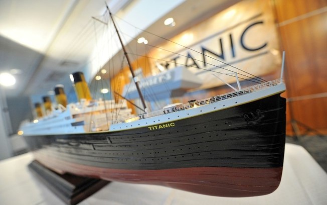 Maquete do Titanic, fotografada em 5 de janeiro de 2012, antes de uma leilão em um museu de Nova York