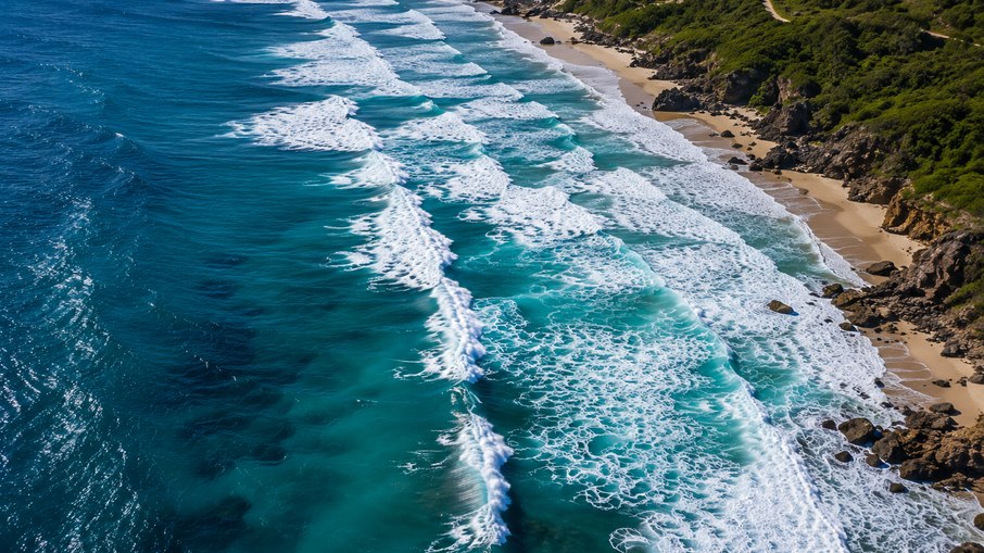 Ondas do mar vistas de cima Ondas do mar vistas de cima