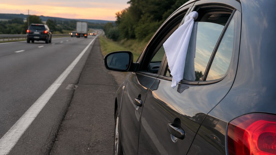 Pano branco na janela do carro pode ser uma sinalização importante na rodovia