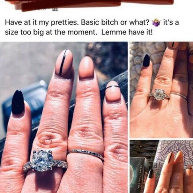 O anel de noivado ficou em segundo plano após críticas às unhas de uma mulher