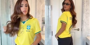 Bruna Biancardi aposta em camisa com dedicatória para Neymar