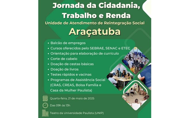 Polícia Penal do Estado vai realizar Jornada da Cidadania em Araçatuba Polícia Penal do Estado vai realizar Jornada da Cidadania em Araçatuba