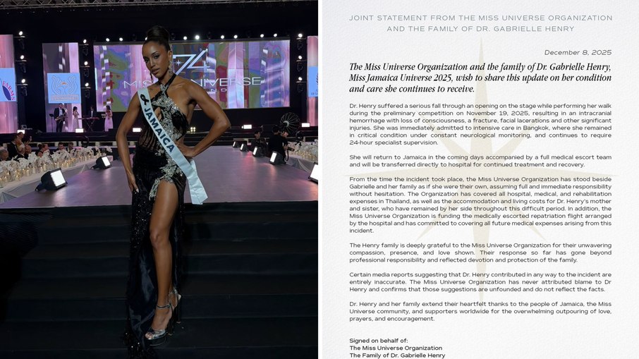 Miss Jamaica sofre hemorragia intracraniana após queda em desfile Miss Jamaica sofre hemorragia intracraniana após queda em desfile