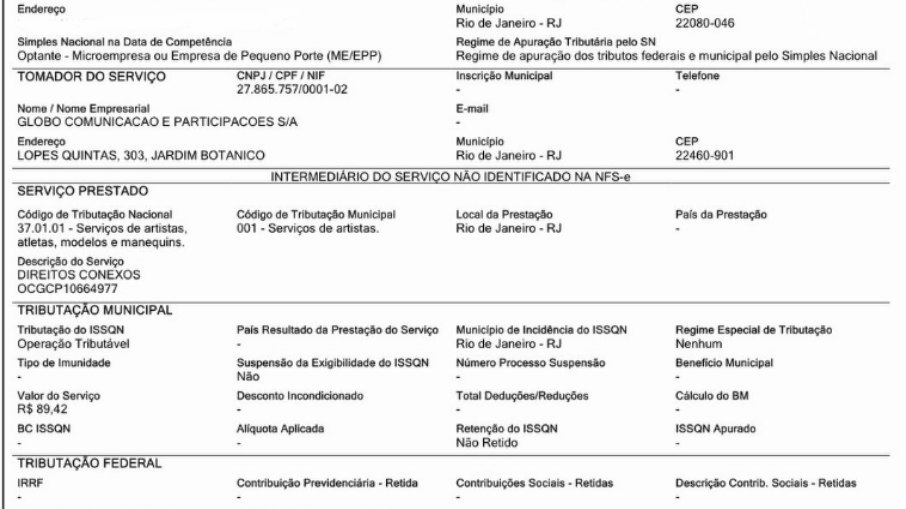 Edgar Moura Brasil exibe nota fiscal