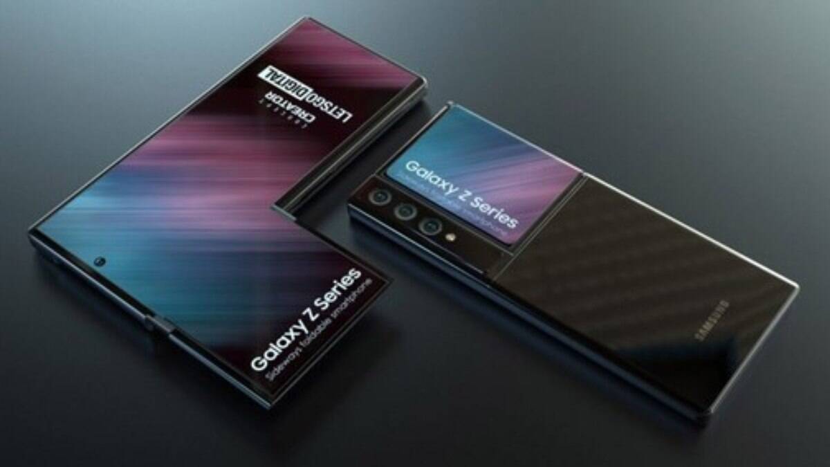 Renderização do smartphone dobrável da Samsung