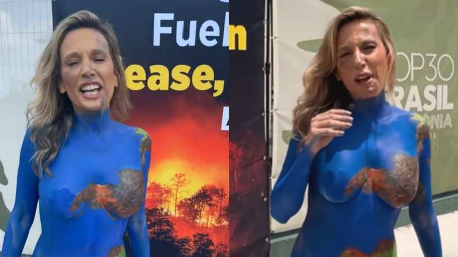 Luisa Mell se pintou para protestar na COP30