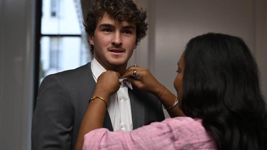 João Fonseca em sessão de fotos da Laver Cup, em São Francisco