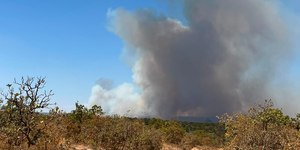 Fogo queima há 4 dias espaço de 14 mil campos de futebol em Goiás