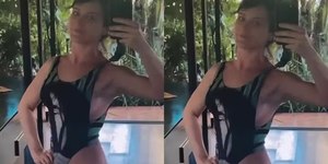 Bianca Bin posa de body cavado em aula de luta