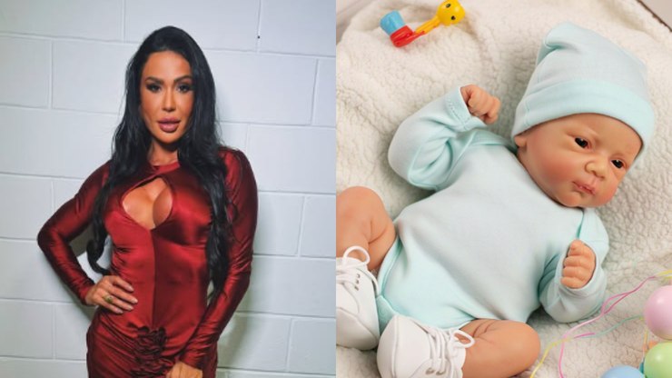 Moda? Gracyanne 'adota' bebê reborn e é criticada na web