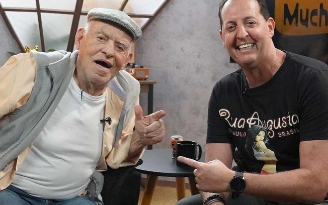 Benjamin Back e Silvio Luiz no programa do apresentador chamado 'Benja Me Mucho'