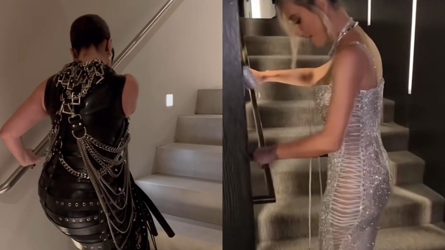 Gkay passa perrengue e recria cena de Kim Kardashian subindo escada
