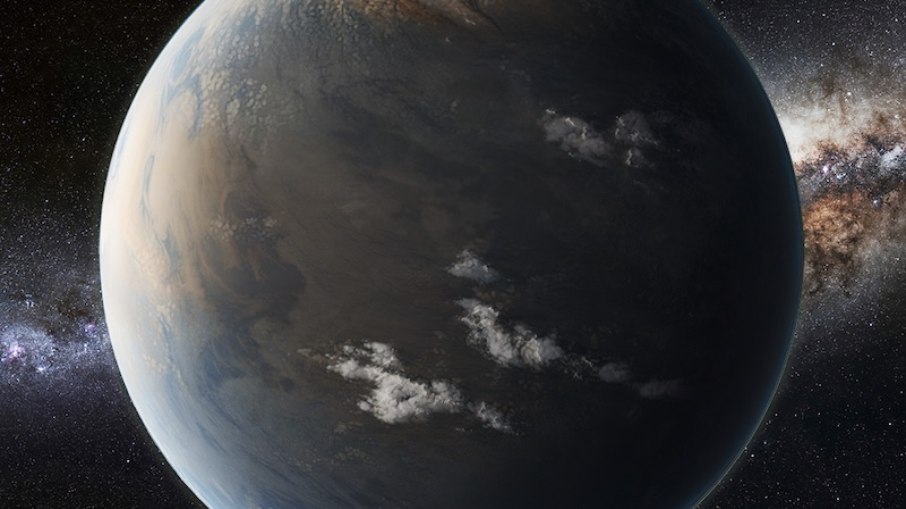 Conceito artístico de uma mega-Terra rochosa gigantesca Conceito artístico de uma mega-Terra rochosa gigantesca