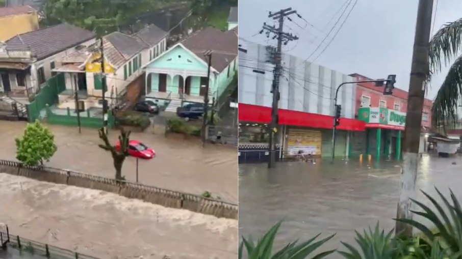 Chuvas transformaram ruas em rios, em Petrópolis (RJ) Chuvas transformaram ruas em rios, em Petrópolis (RJ)