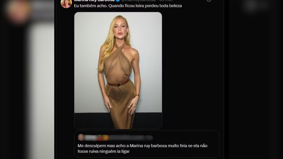 Marina Ruy Barbosa rebate crítica após ser chamada de feia