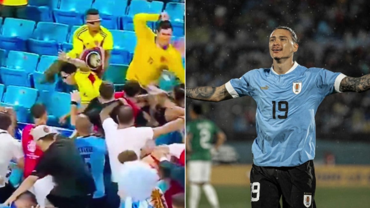 Darwin Núñez, do Uruguai, troca socos com torcedores após eliminação na Copa América