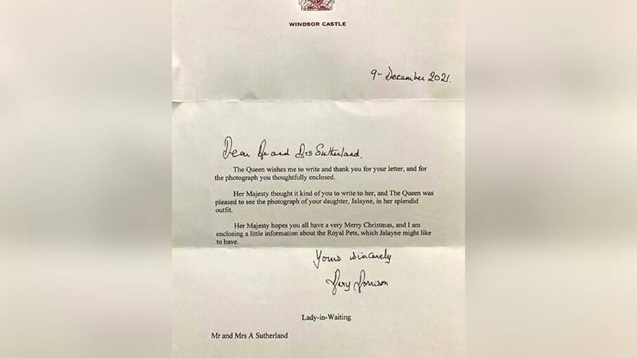 Carta enviada a pedido da Rainha Elizabeth II
