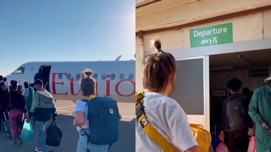 Mariana Guaragna fez vídeo no aeroporto de Shire