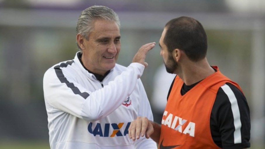 Tite e Danilo quando trabalharam juntos no Corinthians