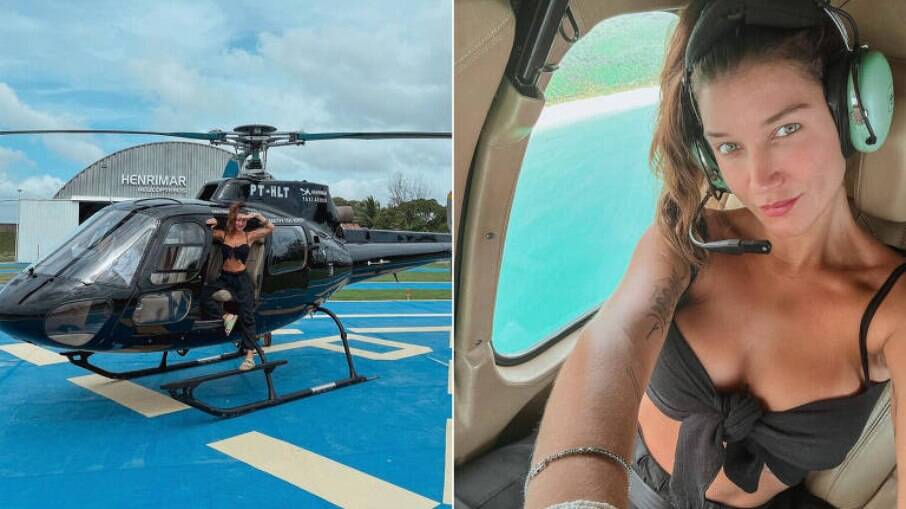 Gabriela Pugliesi promoveu empresa de helicópteros