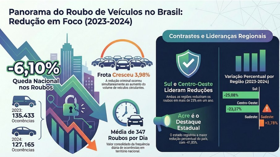 O roubo de veículos continua em alta incidência