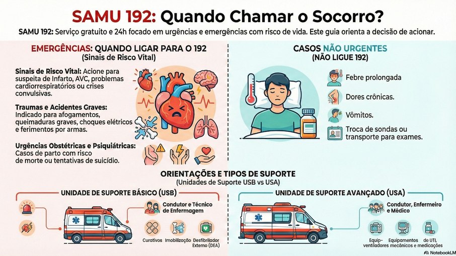 Infográfico: saiba quando acionar o SAMU 192